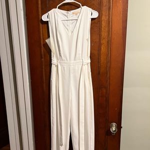 Belted Jumpsuit with Mesh Cutouts